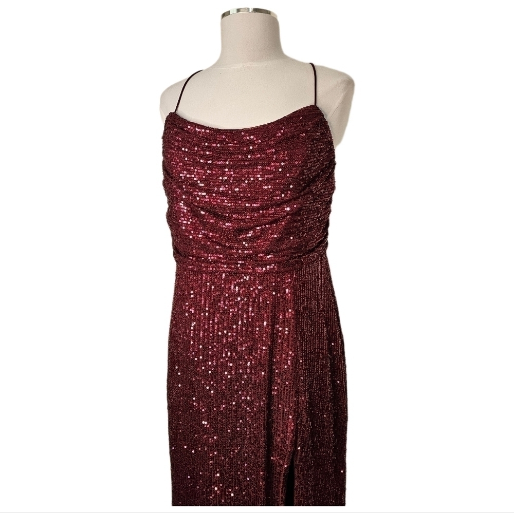 Sequin Burgundy strappy party dress women's XL - Picture 4 of 11